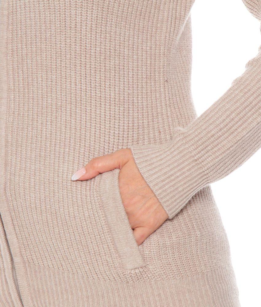 Chaleco Solido Manga Larga Con Cierre En Delantero-2