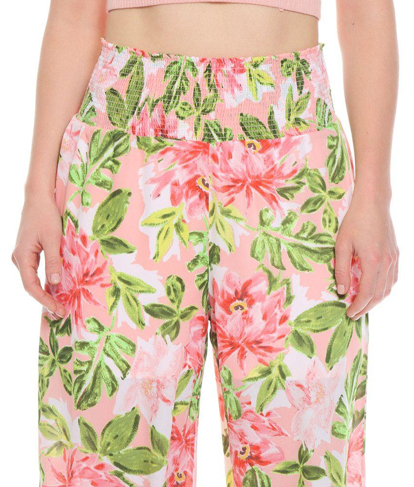 Pantalon Palazzo Estampado Con Cintura Elasticada-2