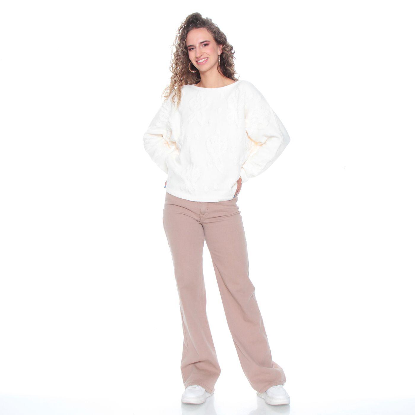 Sweater Manga Larga Escote Redondo Solido-3