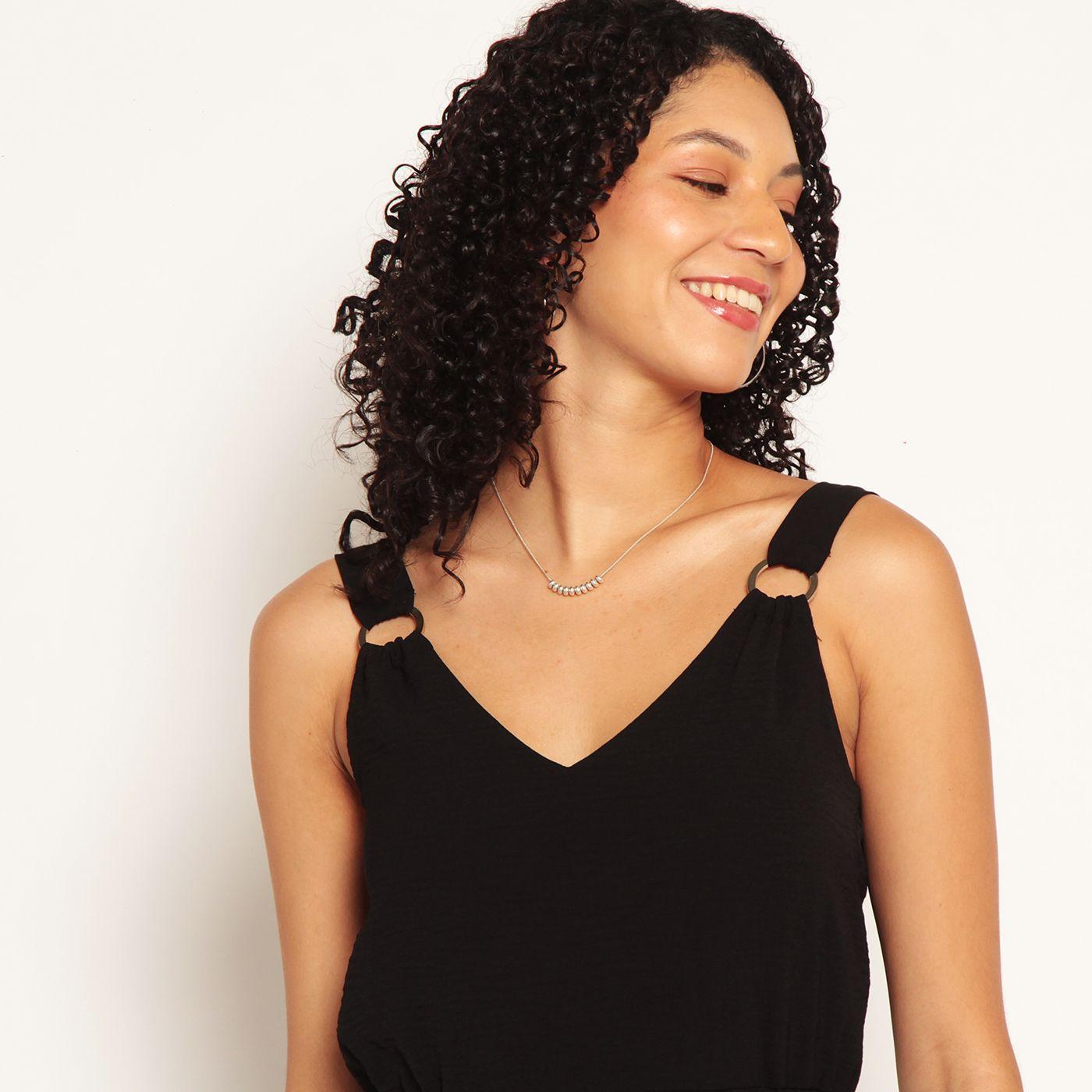 Enterito Sin Manga Con Lazo En Cintura Y Bolsillo Escote V-4