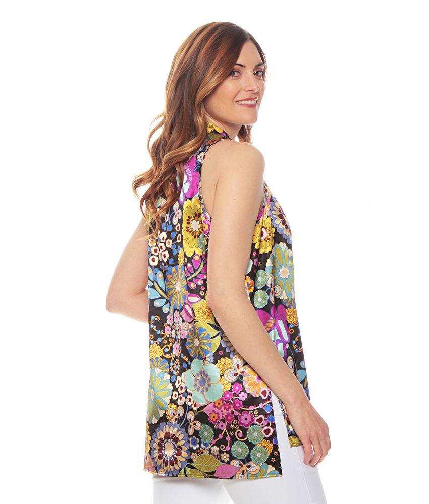 Blusa  Estampada Escote V Sin Manga-6