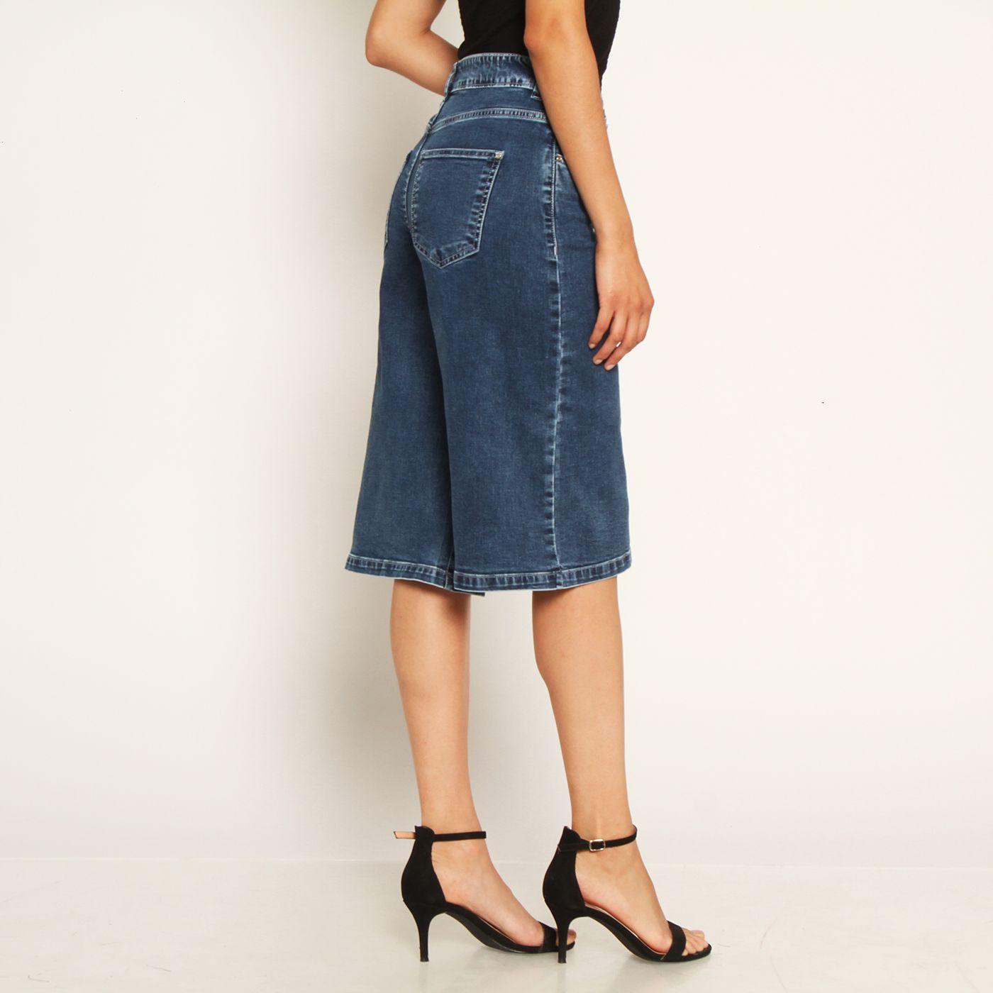 Bermuda Jort Denim Tiro Alto Pretina Basica 1 Boton-2