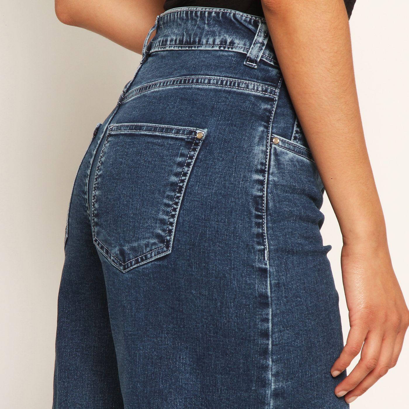 Bermuda Jort Denim Tiro Alto Pretina Basica 1 Boton-5