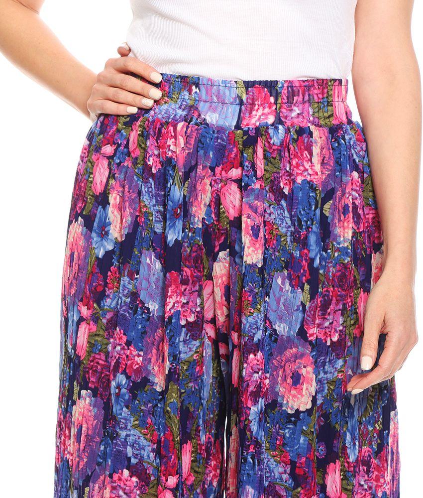 Pantalon Ancho Plisado Estampado-2
