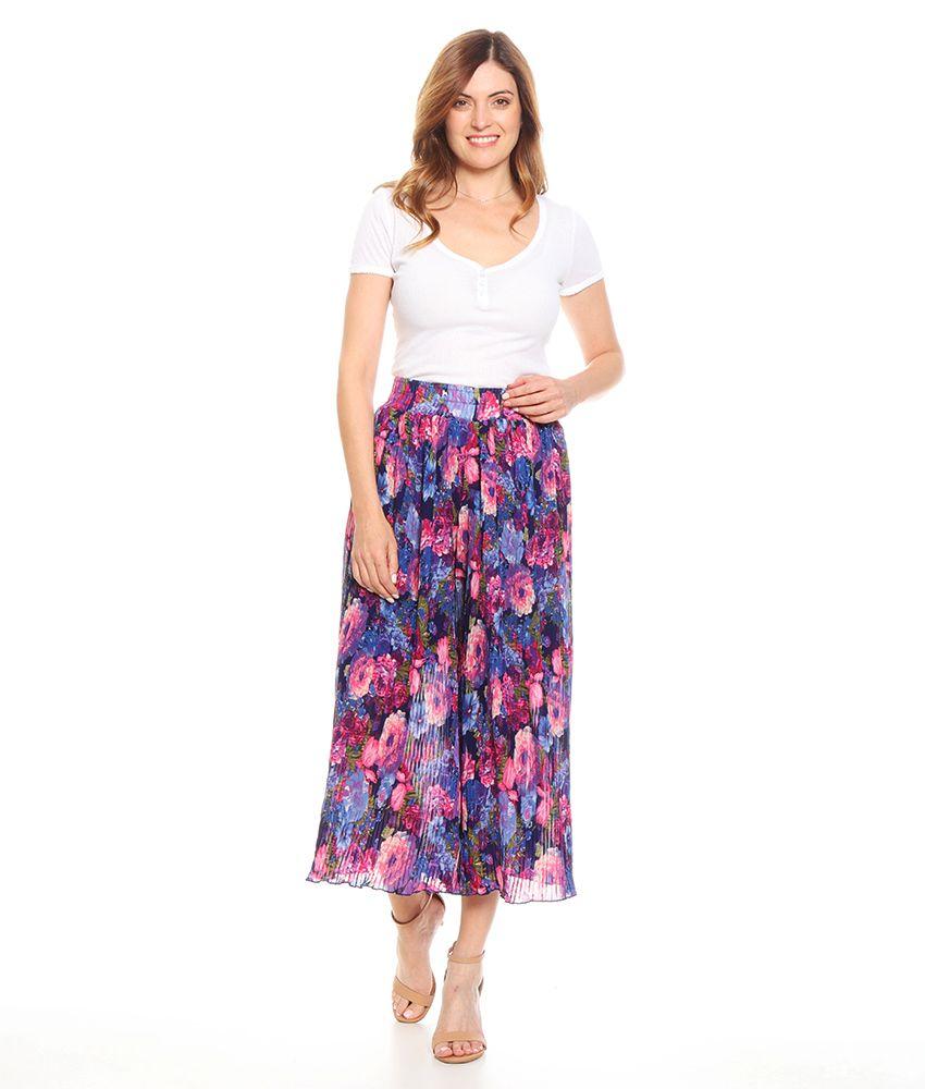 Pantalon Ancho Plisado Estampado-3