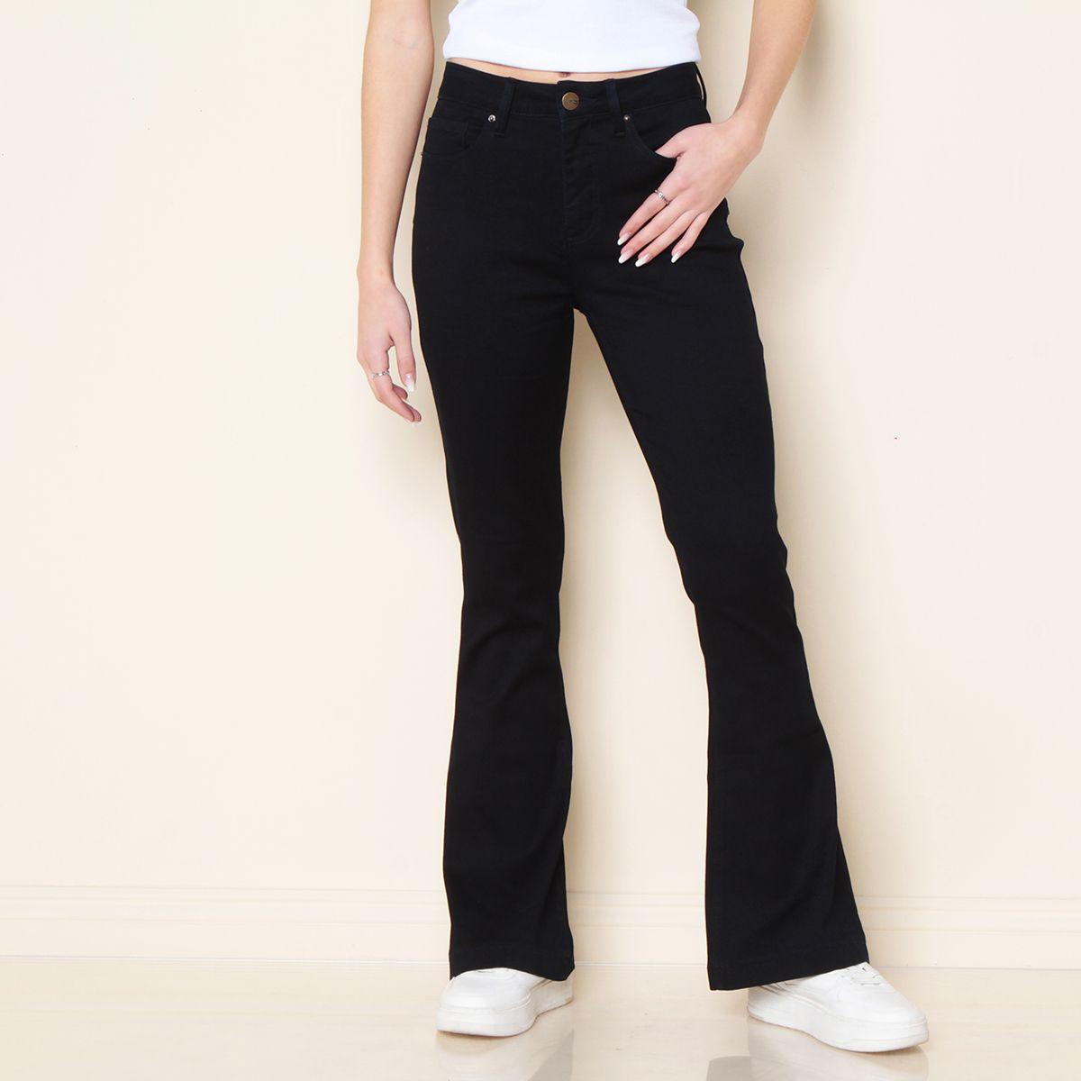 Jeans Flare Tiro Alto Pretina 1 Boton-0