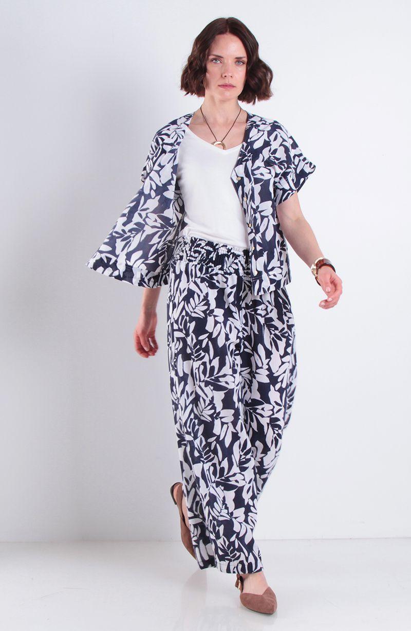 Pantalon Estampado Wide Leg Tiro Alto Pretina Elasticada-3