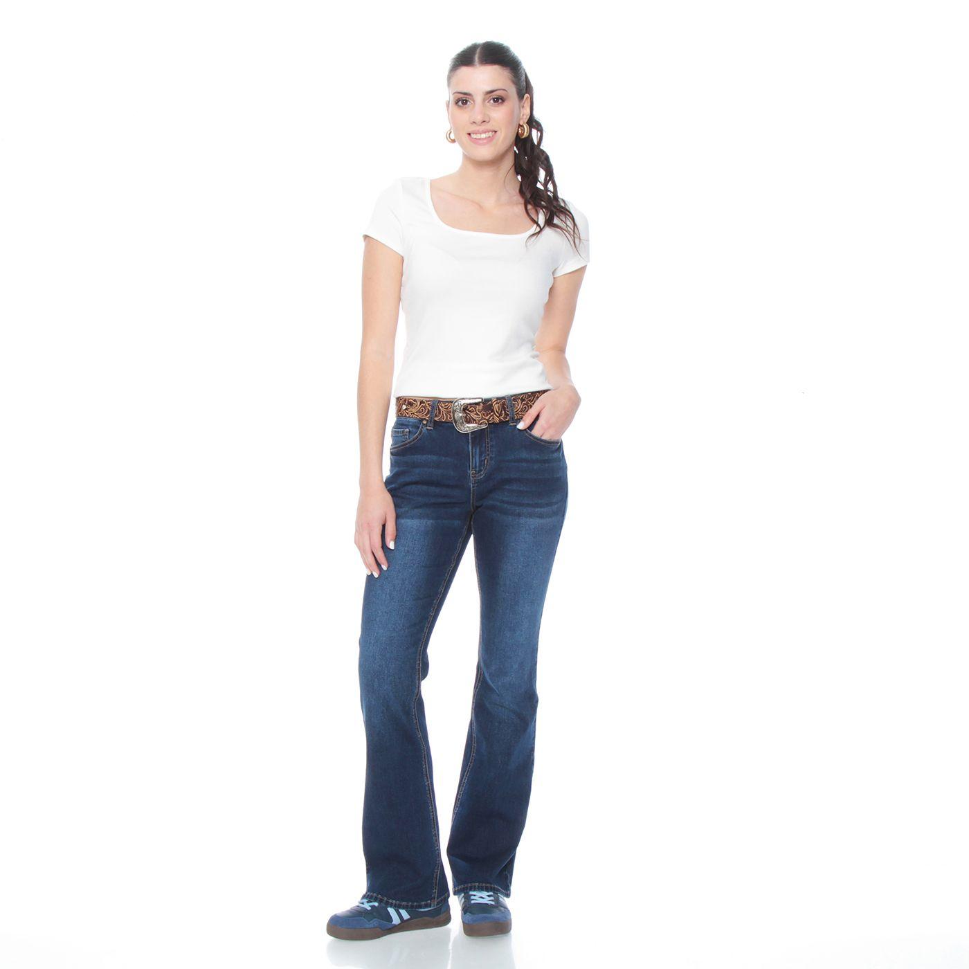Jeans Recto Tiro Medio Pretina 1 Boton Con Cinturon Y Bolsillo-3