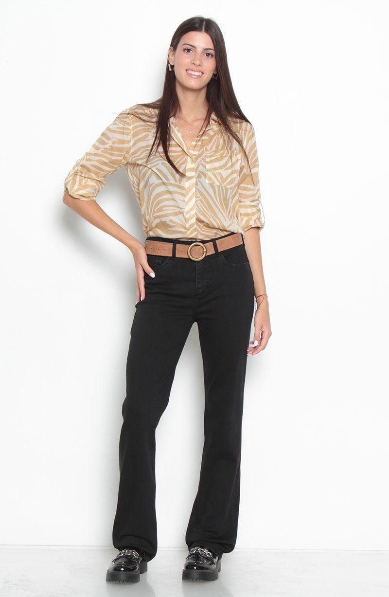 Jeans Basico Recto Tiro Alto Pretina   Un Boton-4