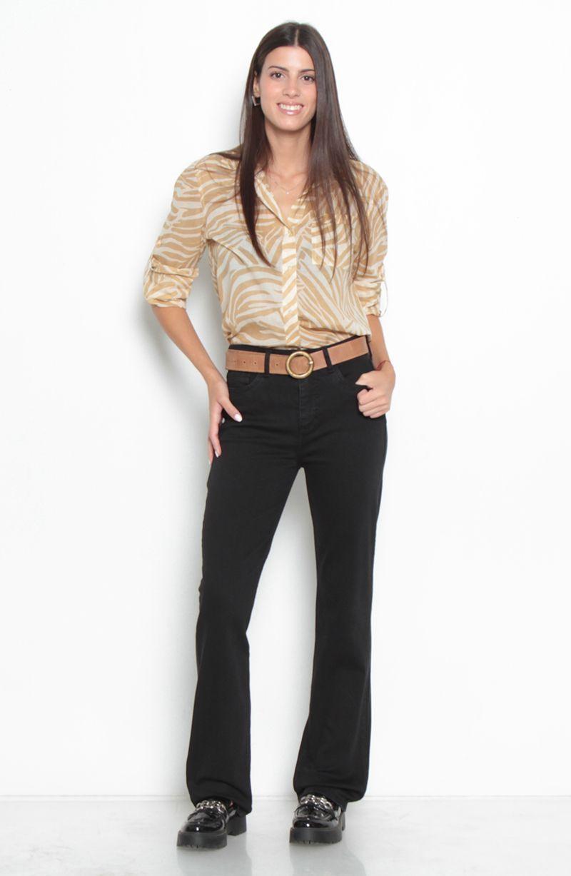 Jeans Basico Recto Tiro Alto Pretina   Un Boton-7