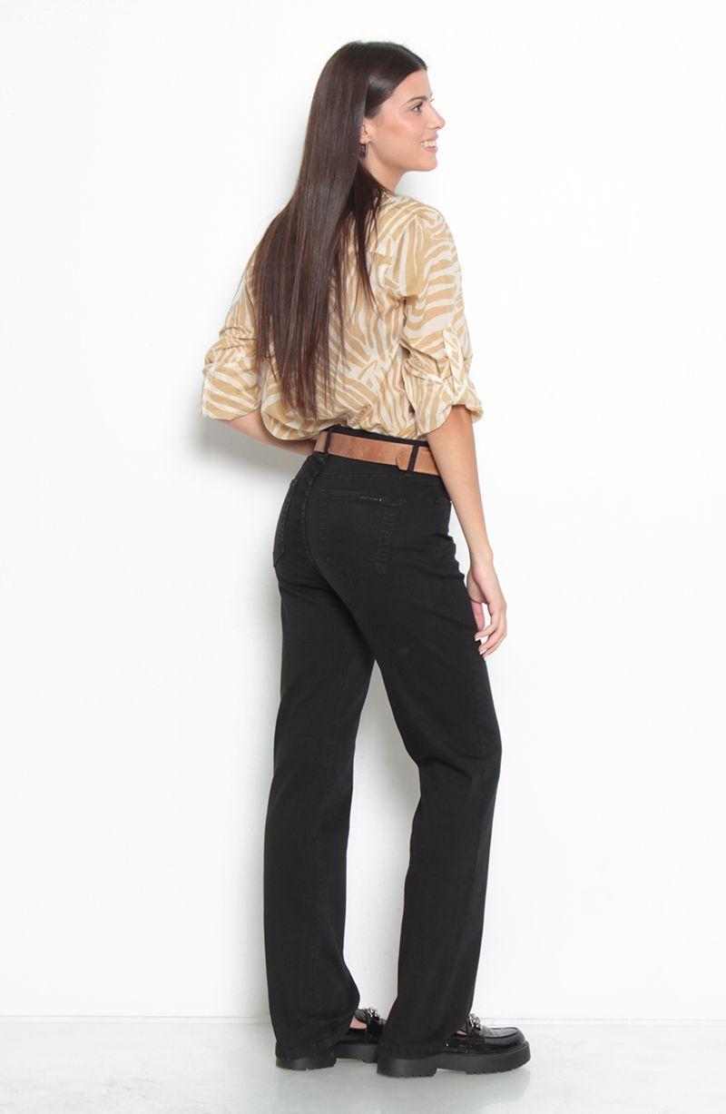 Jeans Basico Recto Tiro Alto Pretina   Un Boton-8