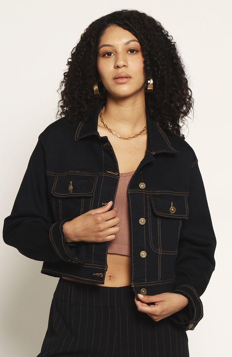 Chaqueta Manga Larga Denim   Con Bolsillos-0