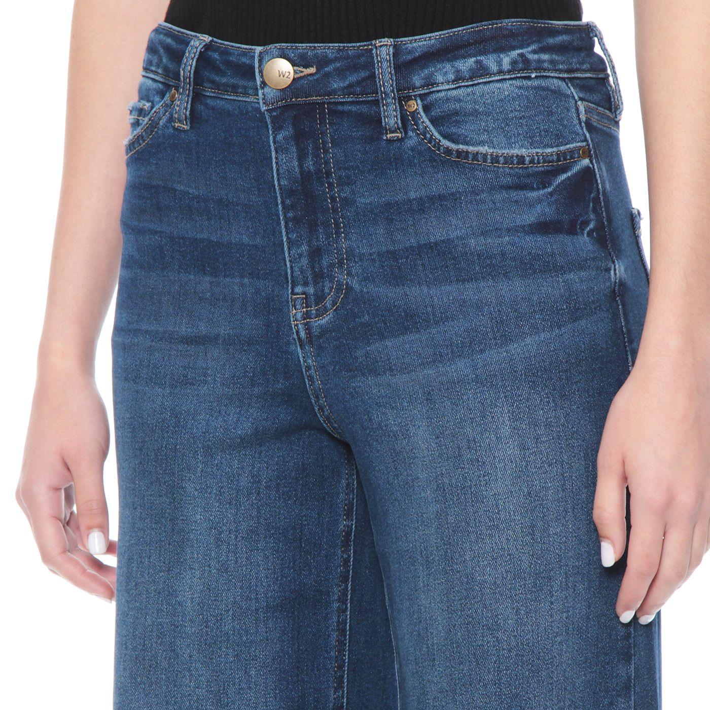 Jeans  Wide Leg Tiro Alto Pretina  Basica 1 Boton-2