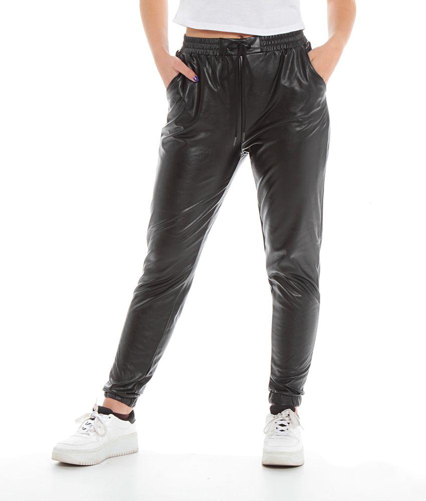 Pantalon Jogger  Cuero Ecologico Con Pretina Elasticada-0