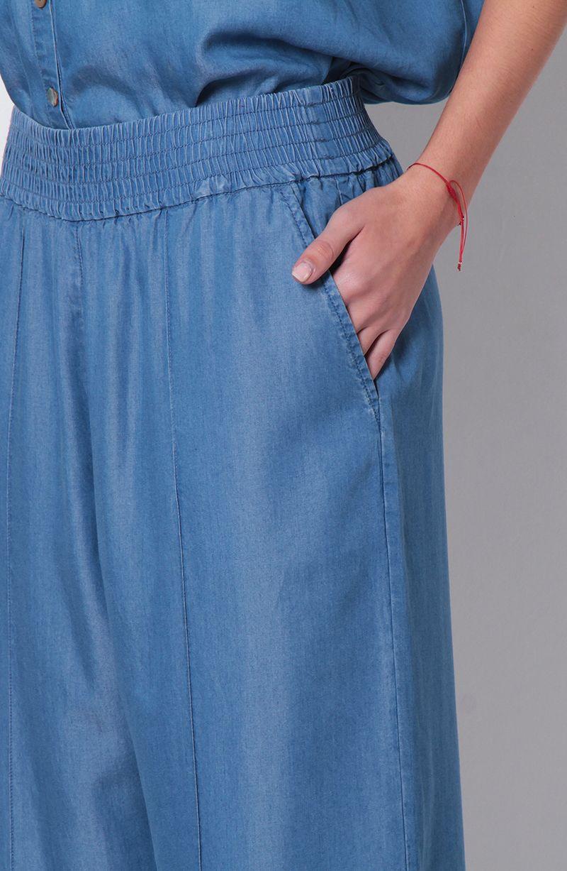Pantalon Lyocell Wide Leg Tiro Alto Pretina Ancha Elaticada-2