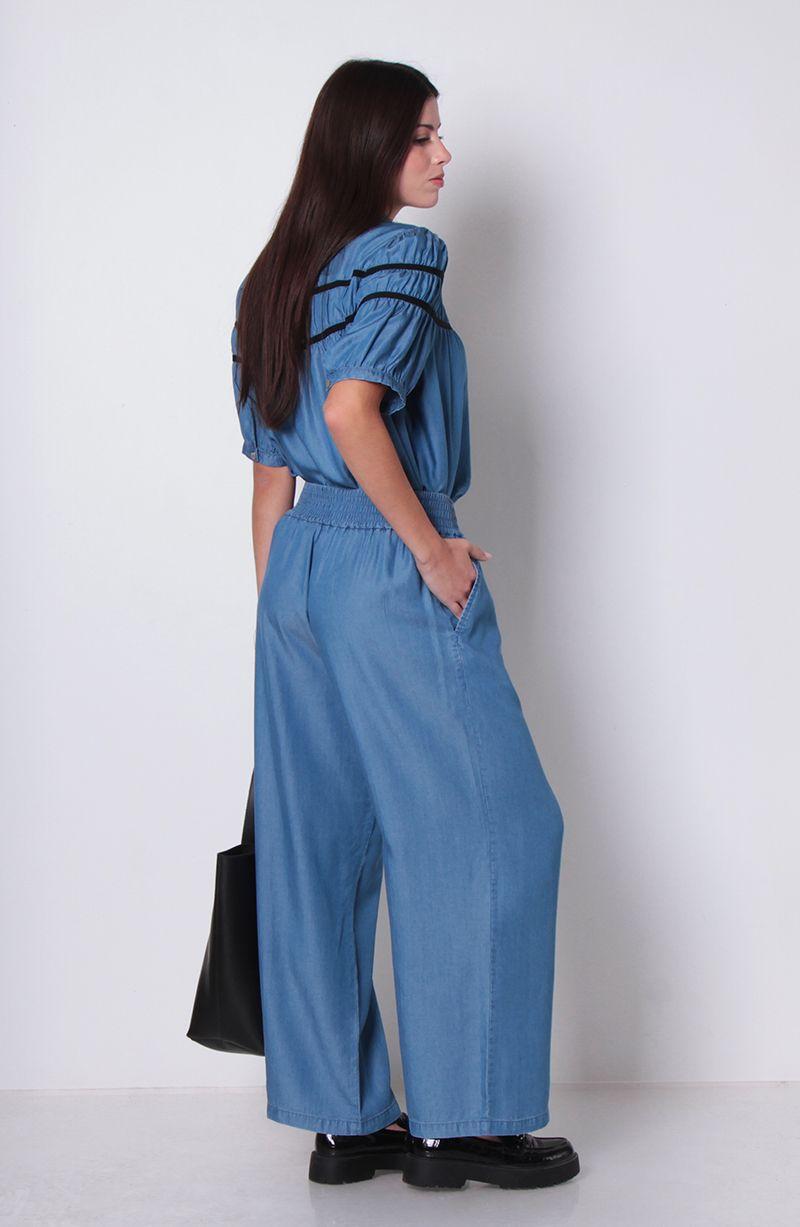 Pantalon Lyocell Wide Leg Tiro Alto Pretina Ancha Elaticada-6