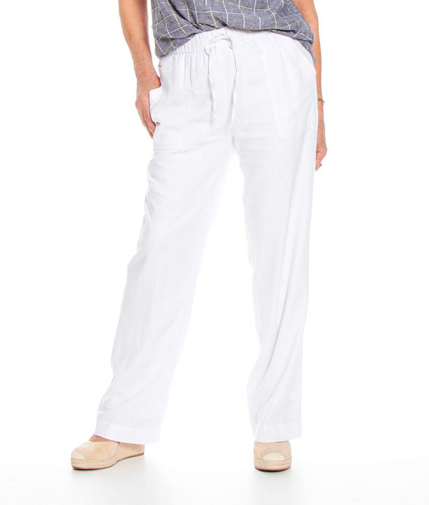 Pantalon Solid Con Lazo Ajustable En Cintura-0