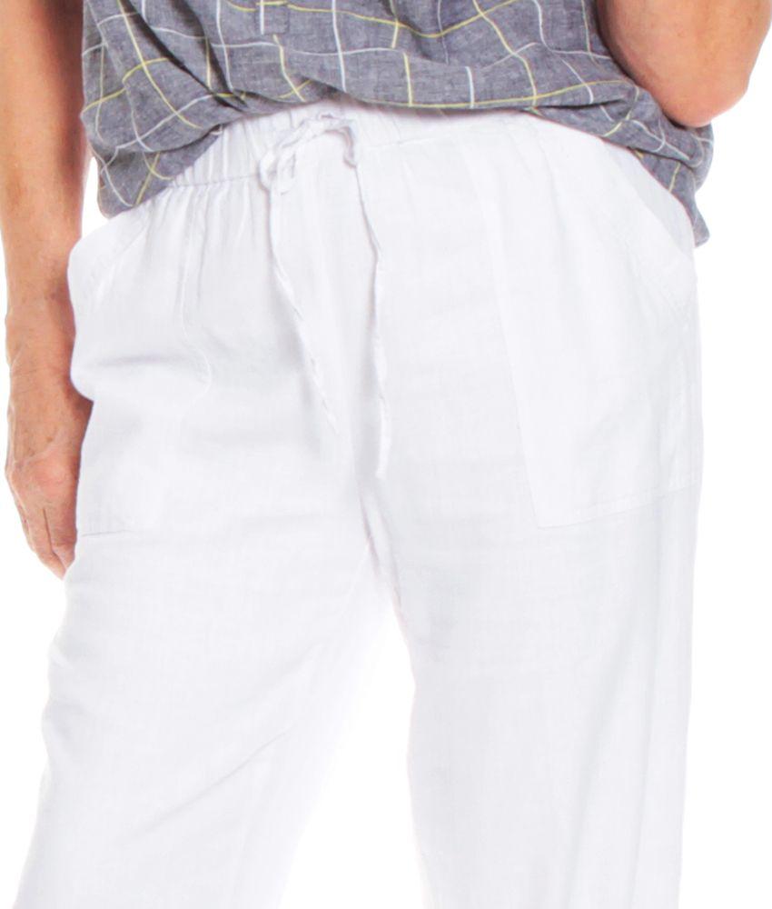 Pantalon Solid Con Lazo Ajustable En Cintura-2