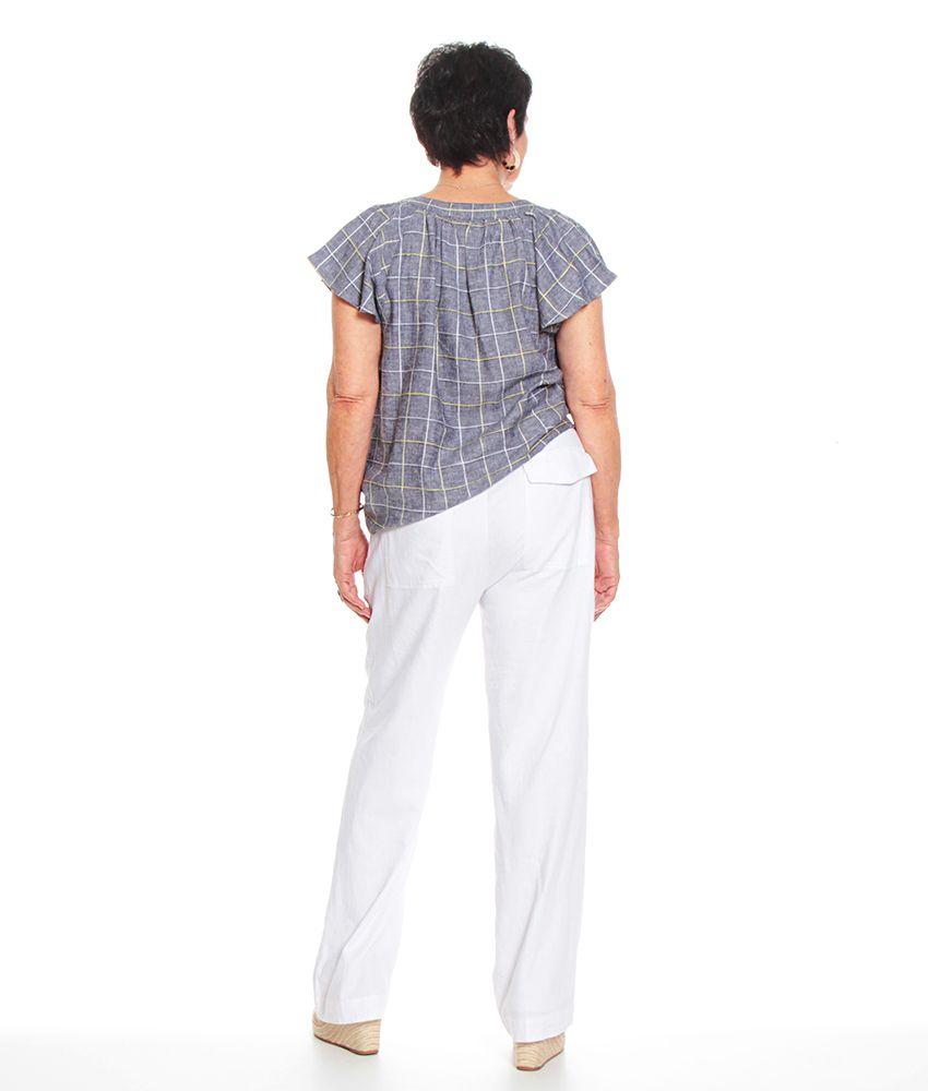 Pantalon Solid Con Lazo Ajustable En Cintura-5