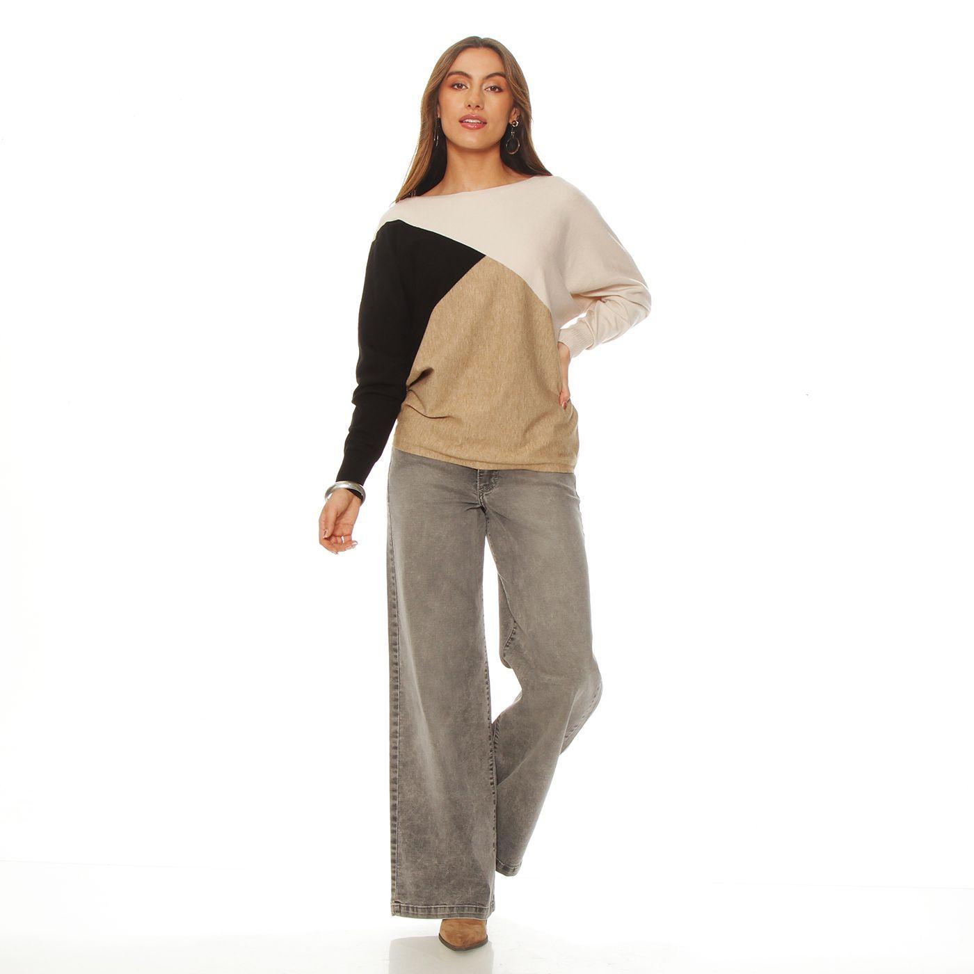 Sweater Manga Larga Escote Bote Asimetrico-2