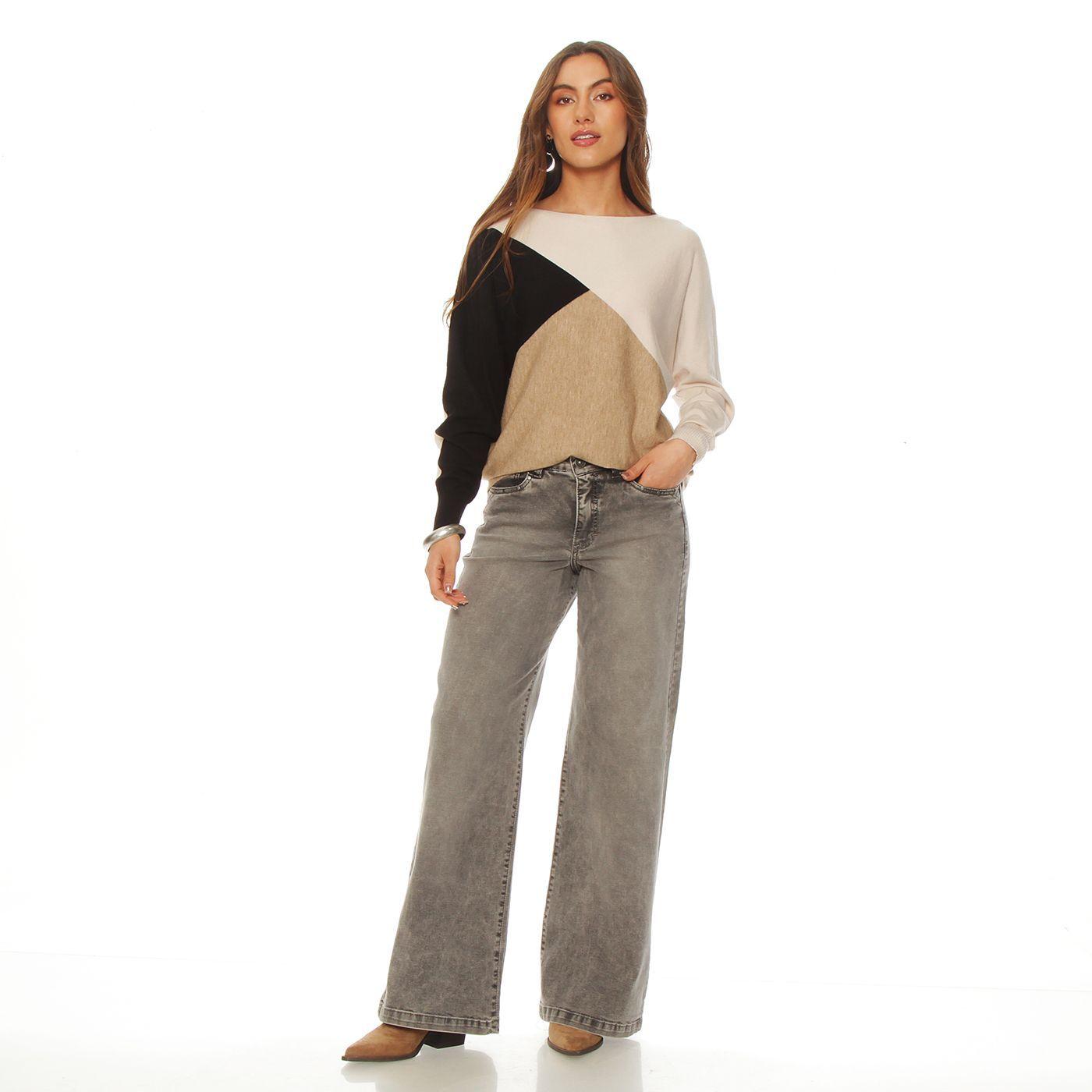 Sweater Manga Larga Escote Bote Asimetrico-3