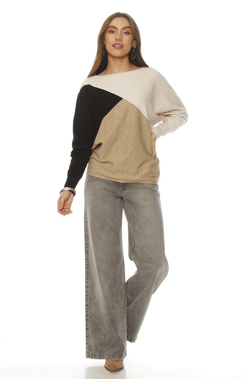 Sweater Manga Larga Escote Bote Asimetrico-2