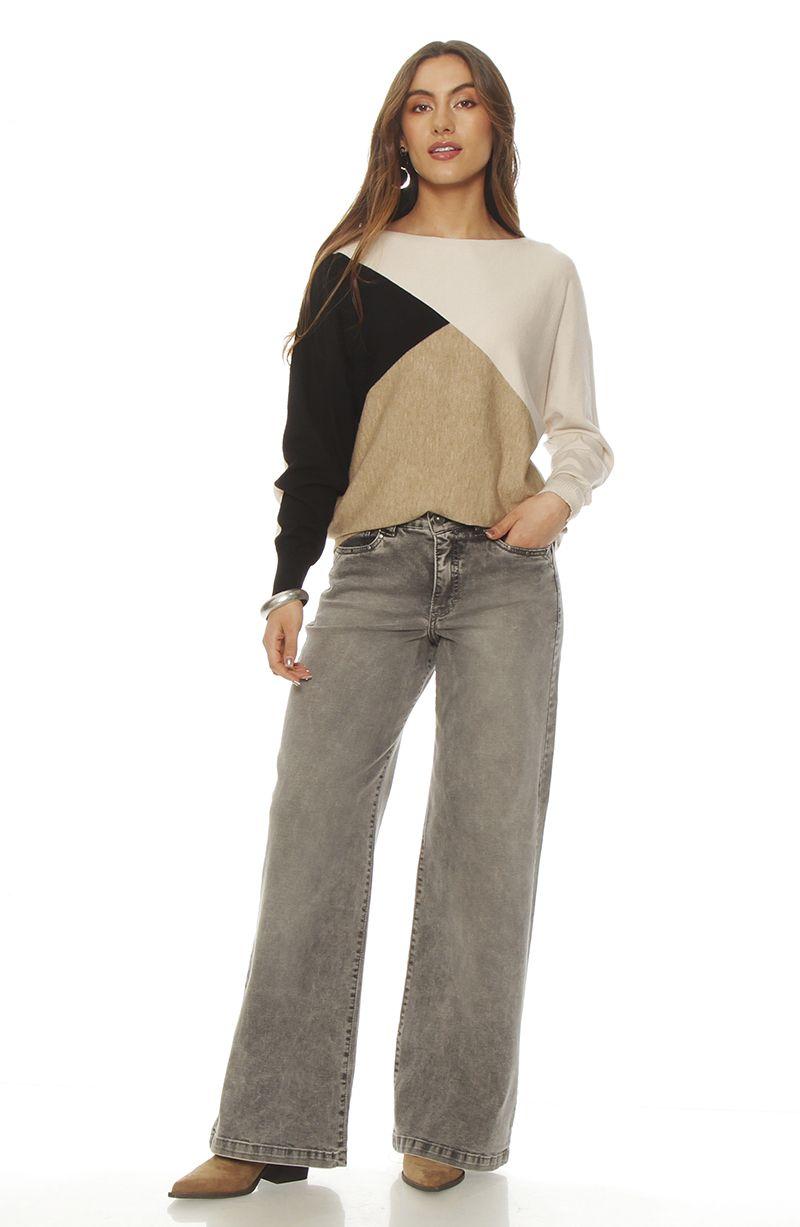 Sweater Manga Larga Escote Bote Asimetrico-3