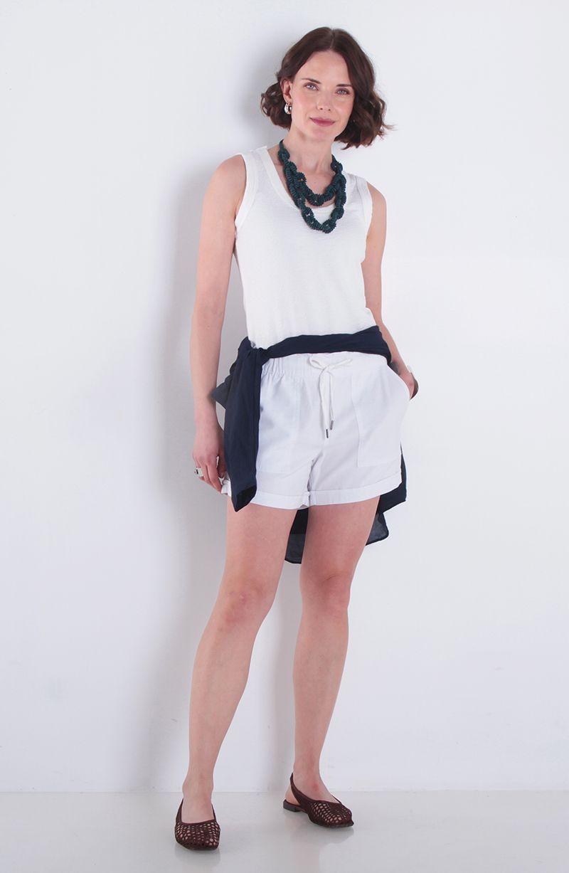 Short Tiro Alto Lyocell Pretina Elasticada Con Lazo Y Bolsillos-4
