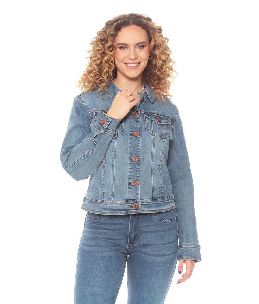 Chaqueta Denim Clasica Manga Larga Con Bolsillos-3