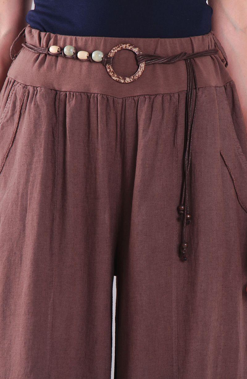 Pantalon Lino Wide Leg Tiro Alto Pretina Alta Elasticada-5