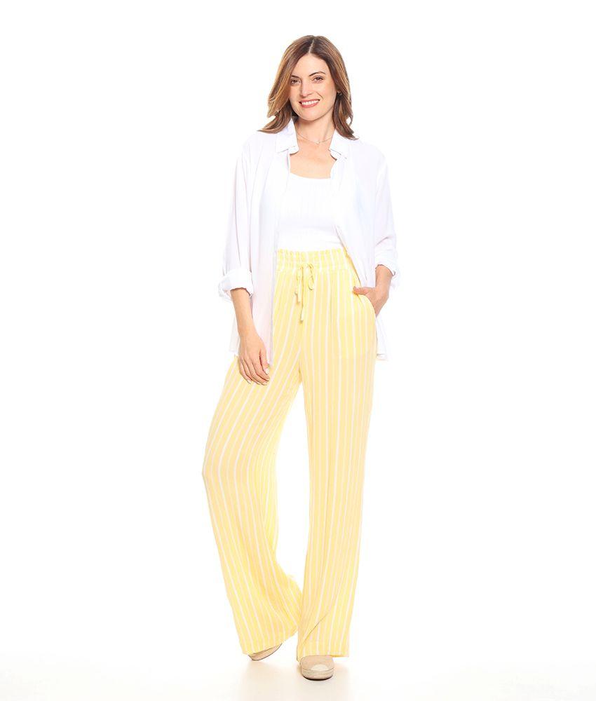 Pantalon Palazzo Listado Bolsillos  Delantero Pretina Ajustable-4