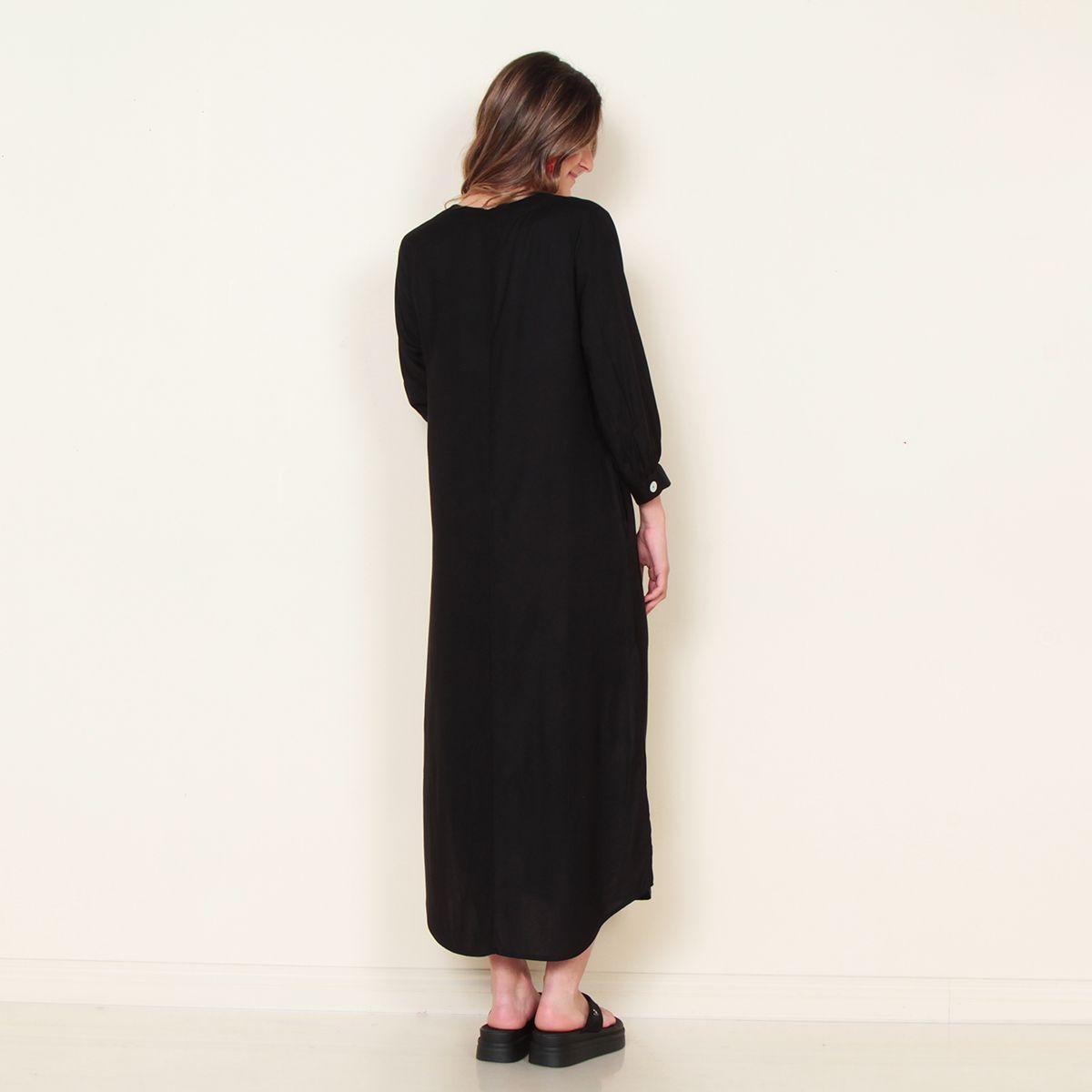 Vestido Manga 3/4 Solido Escote V-5