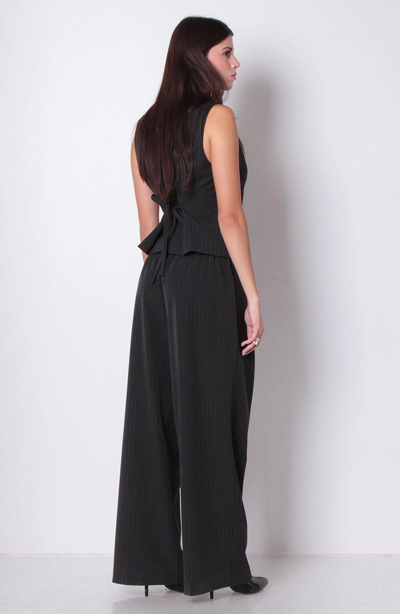 Pantalon Wide Leg Tiro Alto Pretina Elasticada Con Lazo-6