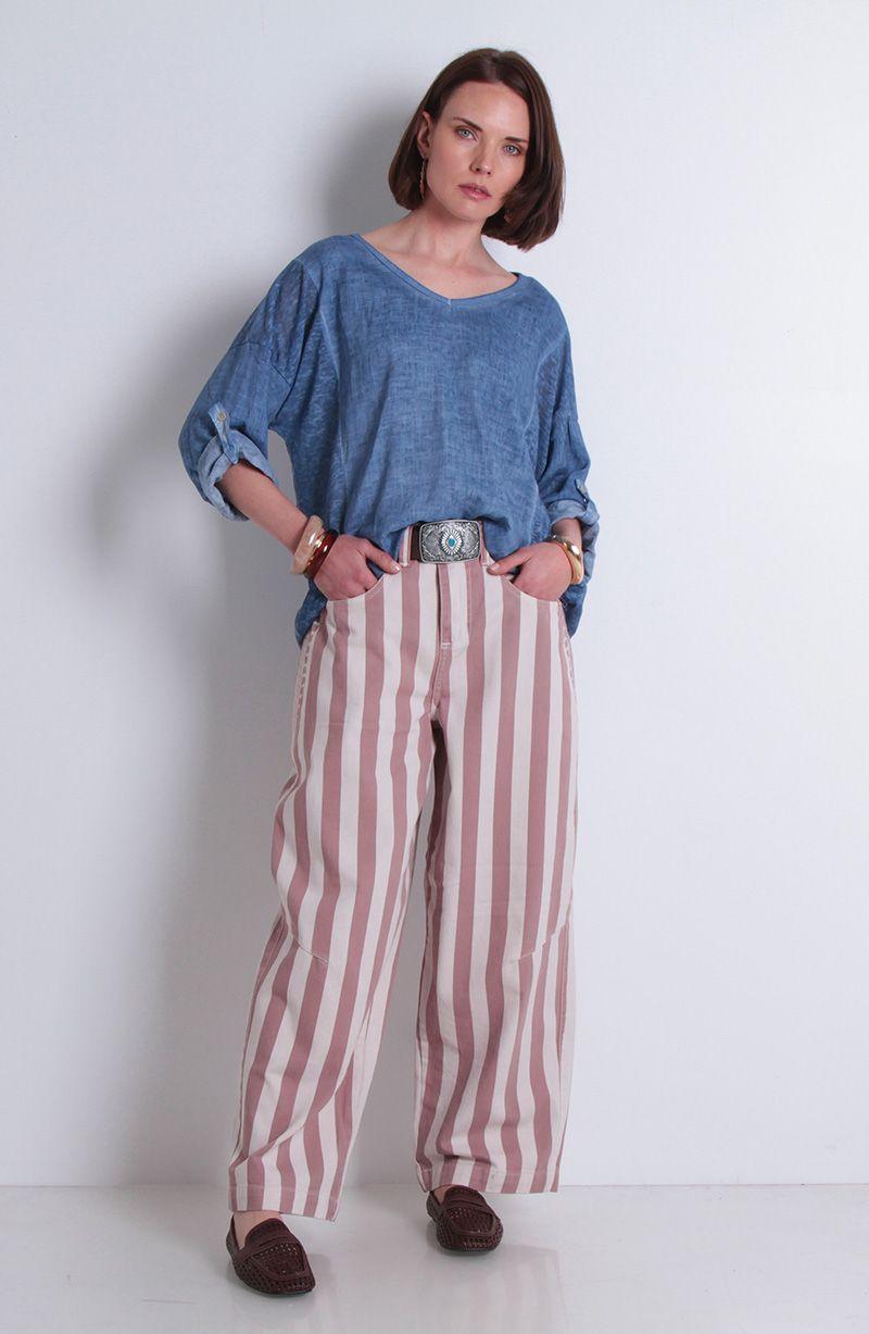 Polera Lino Manga 3/4 Escote V-5