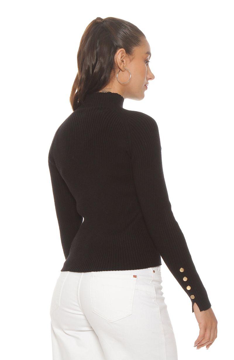 Sweater Manga  Larga Con Cuello Alto Y Botones En Puno-4