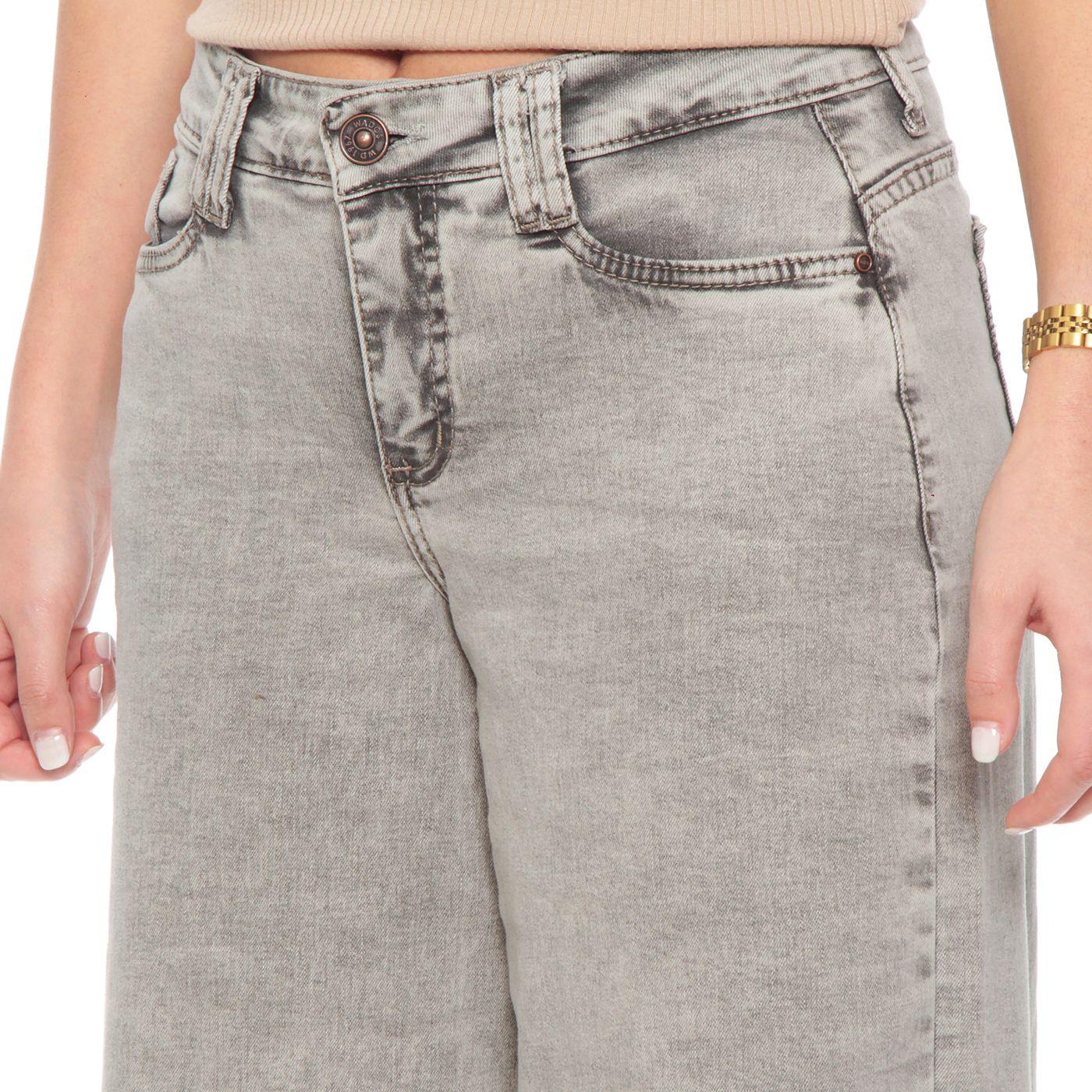 Jeans Wide Leg Tiro   Alto Pretina Basica 1 Boton-2