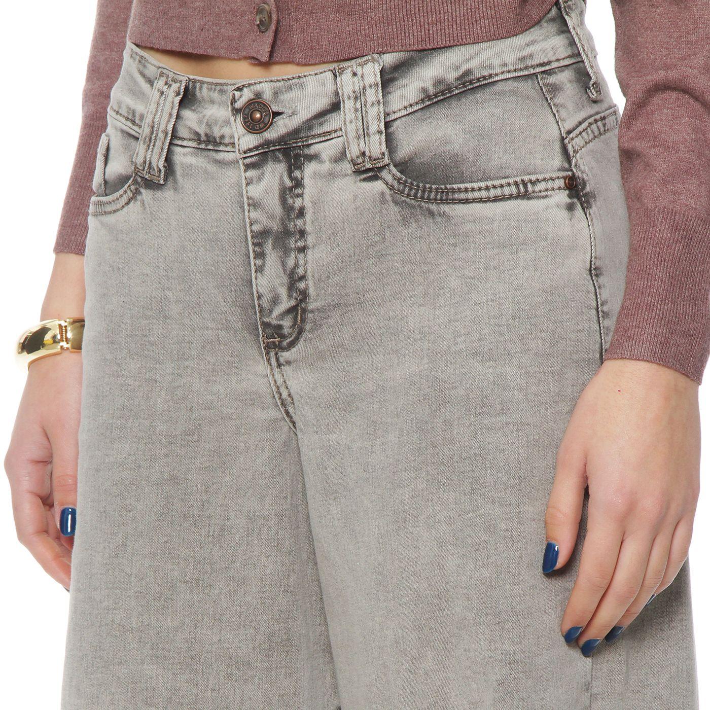 Jeans Wide Leg Tiro   Alto Pretina Basica 1 Boton-2