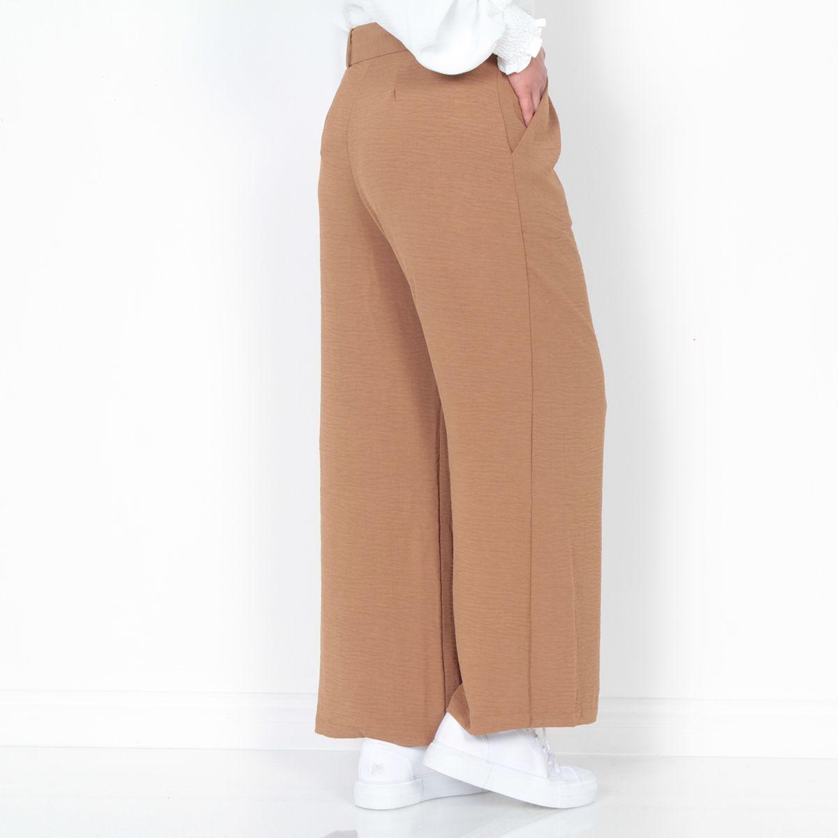 Pantalon Wide Leg Tiro Alto Pretina Basica Con Cinturon-1