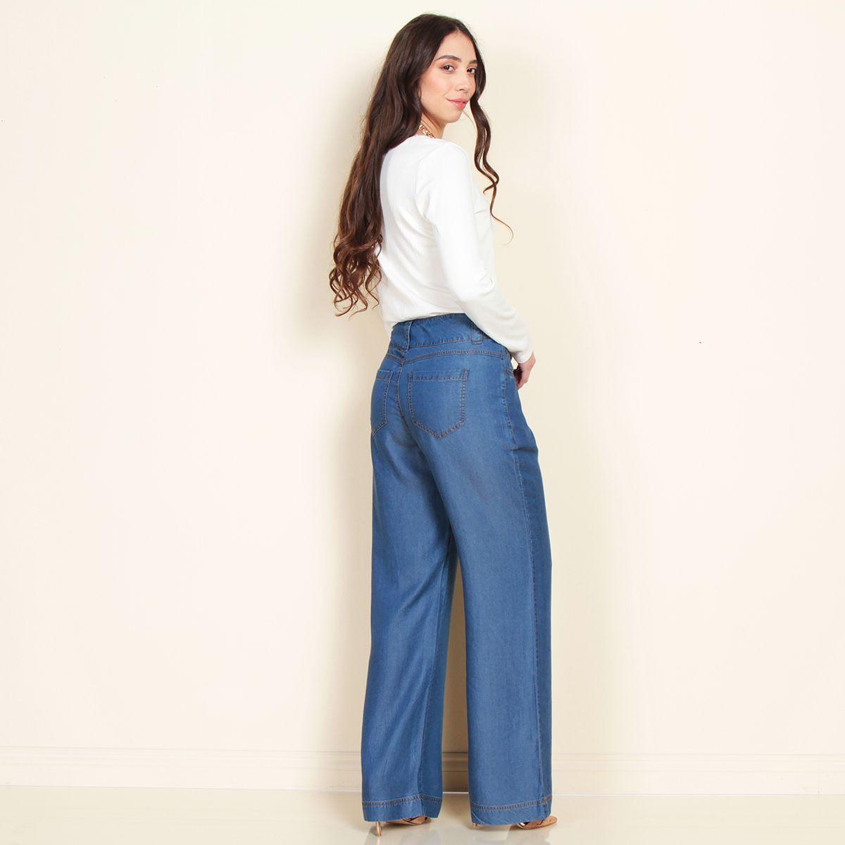 Pantalon Recto Tiro Alto Tencel Pretina 2 Botones-3