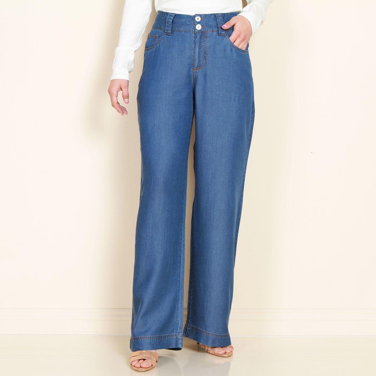 Pantalon Recto Tiro Alto Tencel Pretina 2 Botones-0