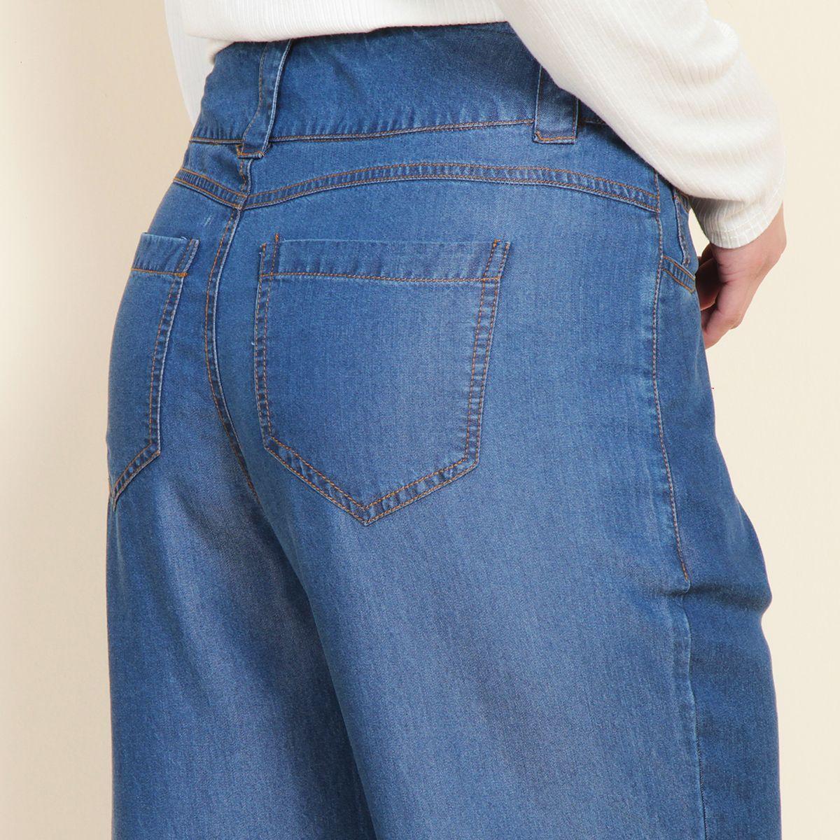 Pantalon Recto Tiro Alto Tencel Pretina 2 Botones-4