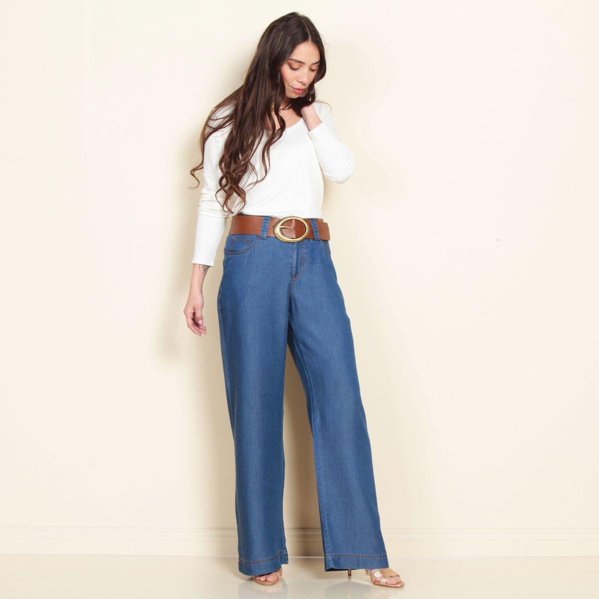 Pantalon Recto Tiro Alto Tencel Pretina 2 Botones-5