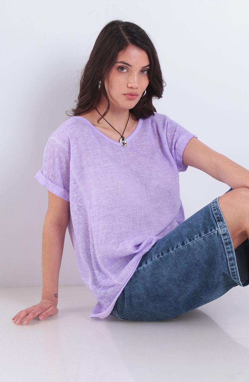 Polera Lino Manga Corta Escote Redondo-7