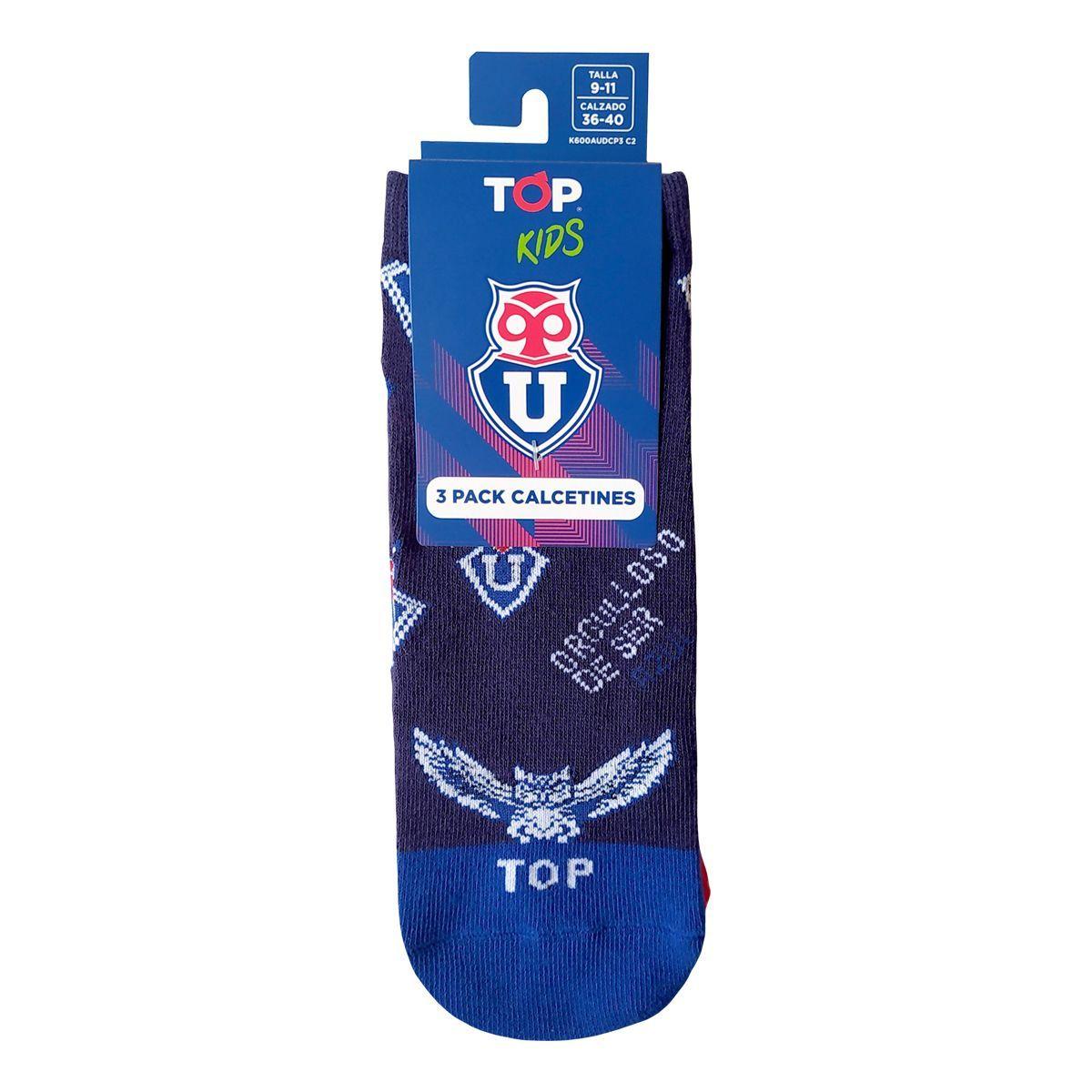 Calcetines Cortos Algodón Niños Universidad de Chile Pack 3 C2 Top-5