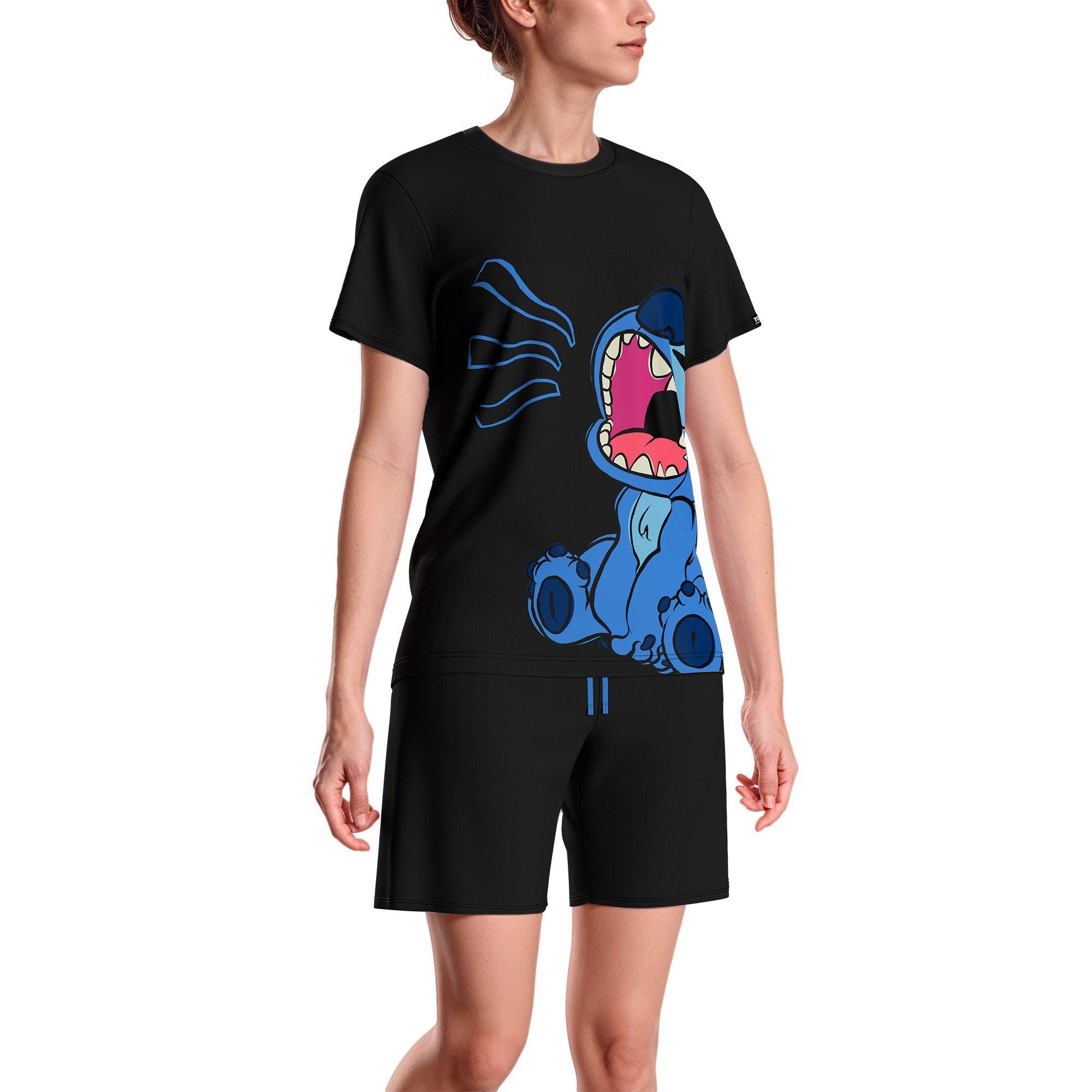 PIJAMA MUJER ALGODÓN VERANO STITCH C1 TOP-0