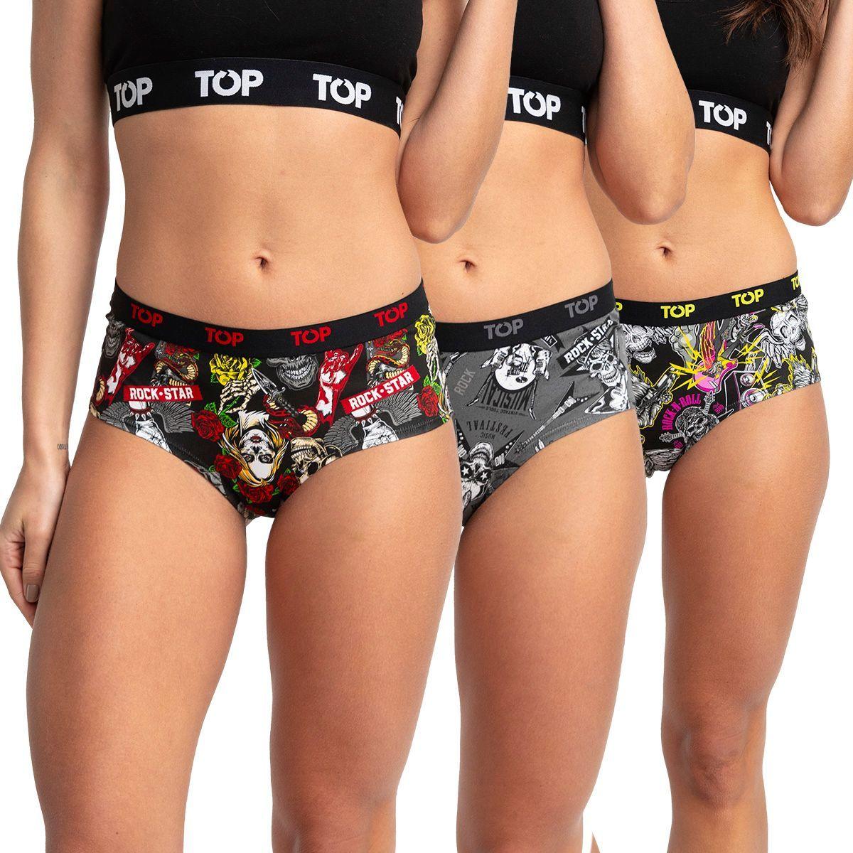 Calzón Pantaletas Algodón Con Elástico Pack 3 Icónicos - Rock C1 Top-0