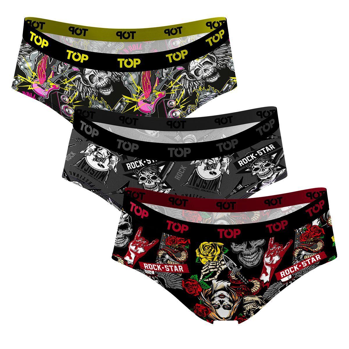 Calzón Pantaletas Algodón Con Elástico Pack 3 Icónicos - Rock C1 Top-2