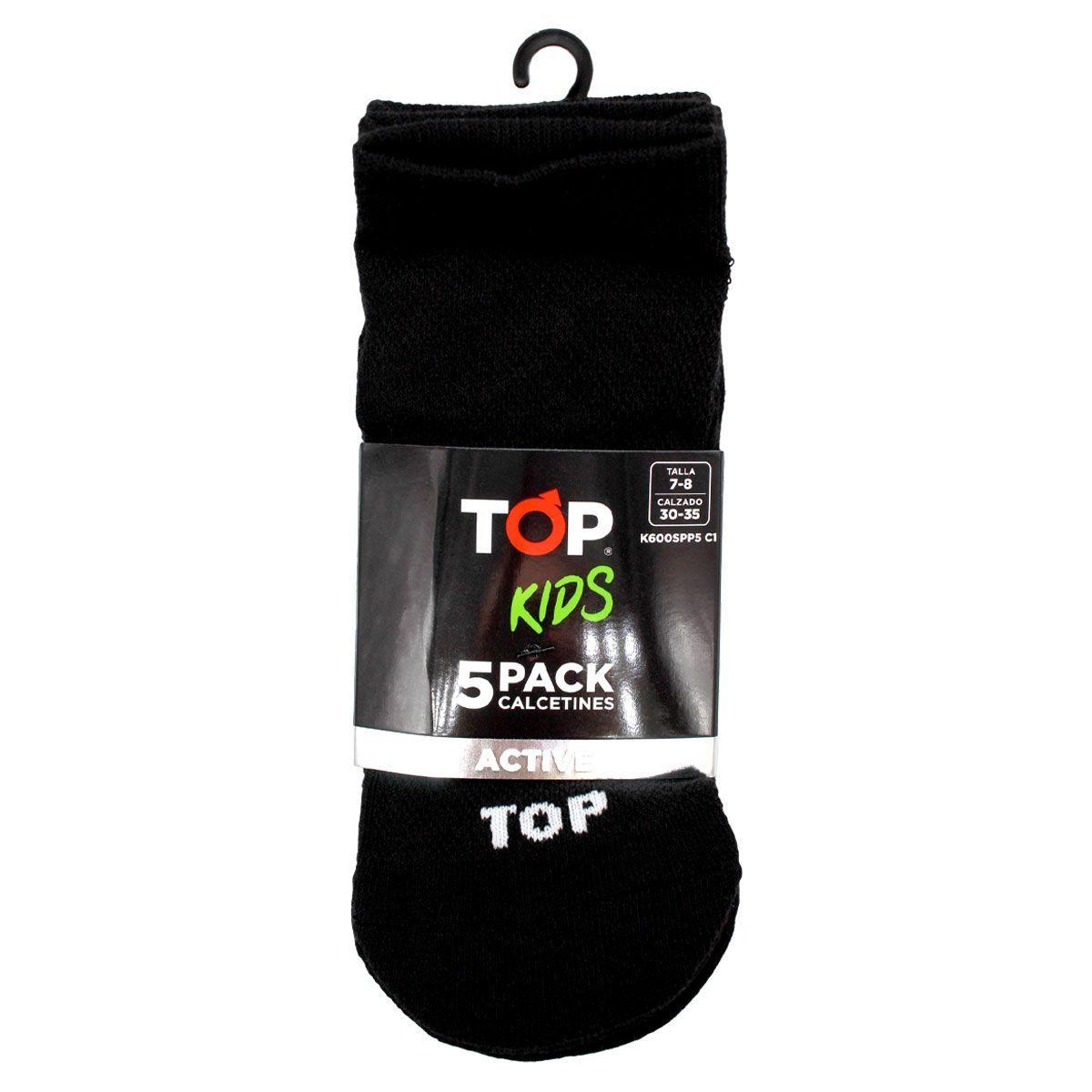 Calcetines Niño Deportivos Tobilleros Negros Pack 5 C1 TOP-2