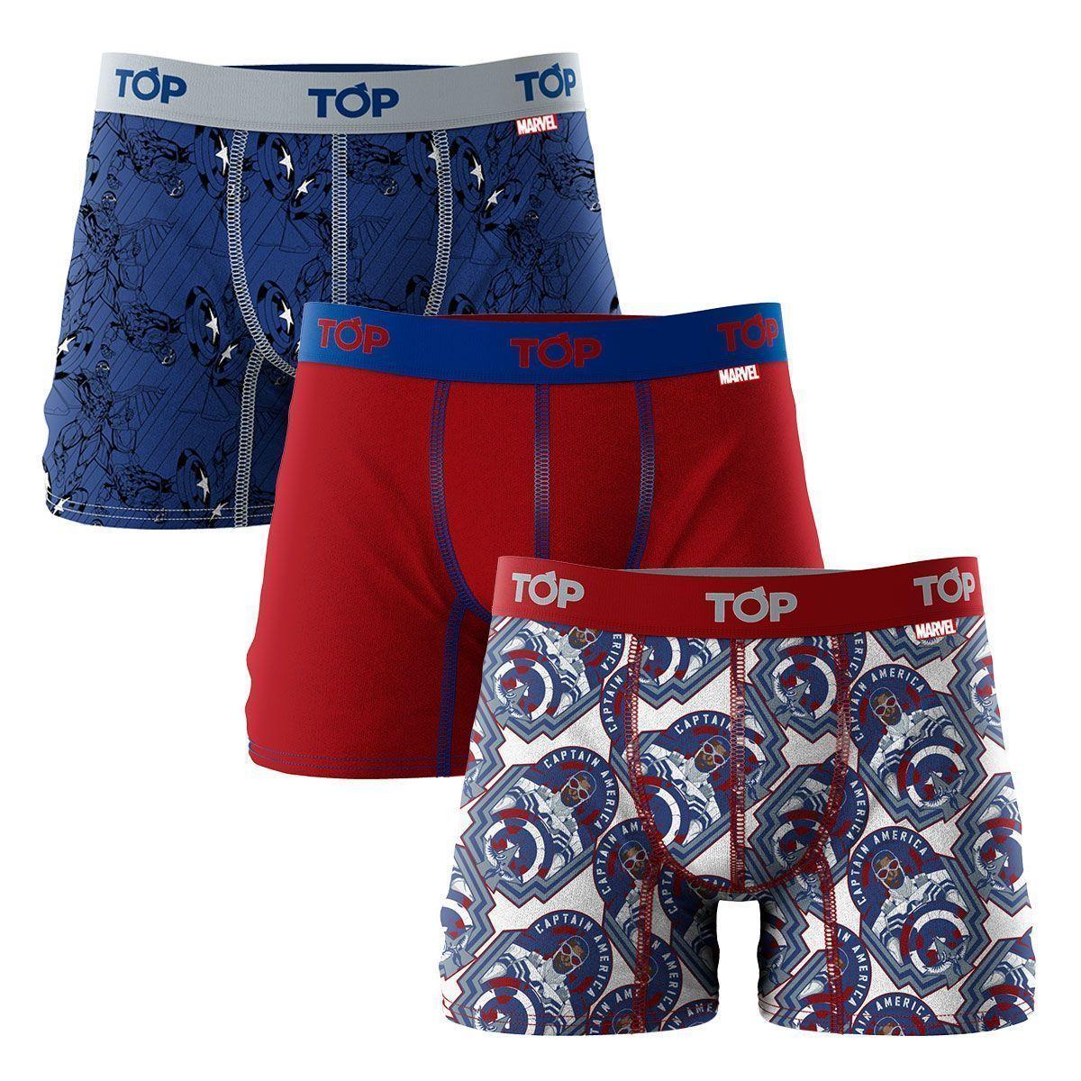 Pack 3 Bóxer Medios Algodón Marvel Top Capitán América C7-4