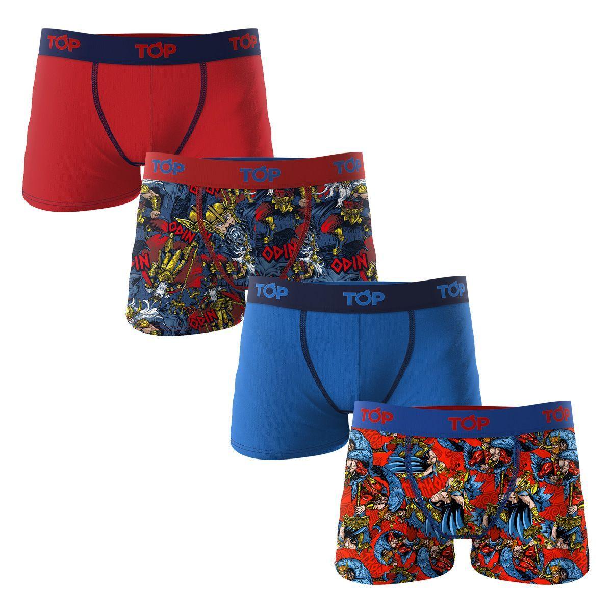 Bóxer Medio Niño Algodón Pack 4 Dioses Vikingos Top-0